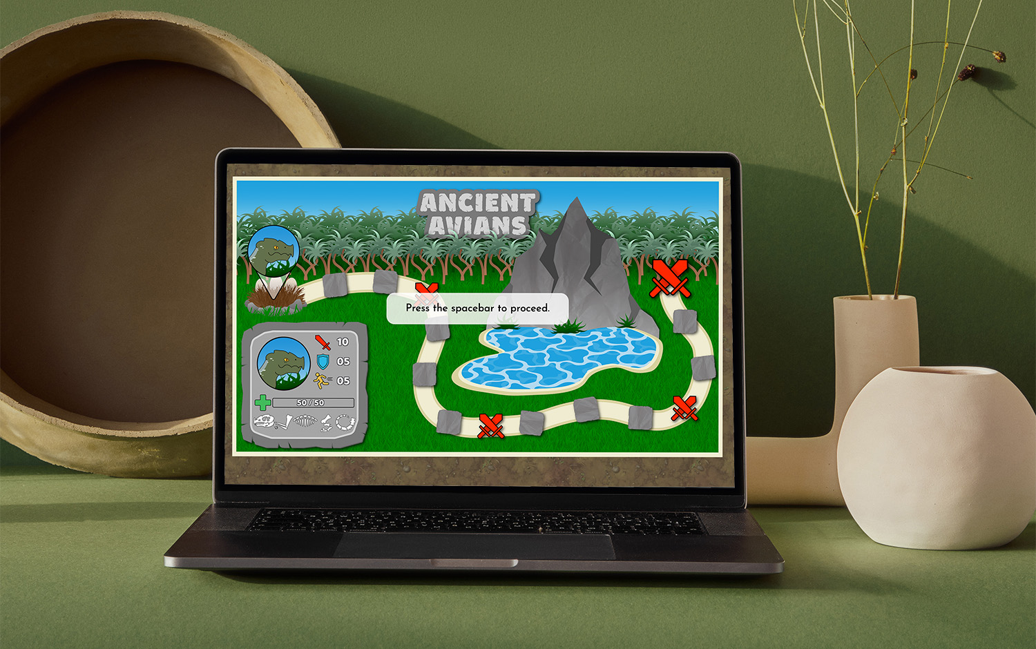 Ancient Avians JavaScript Boardgame mockup